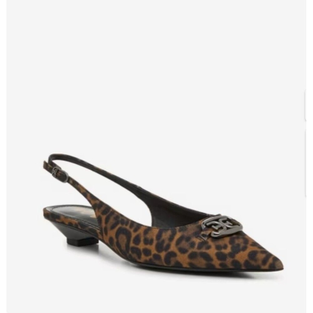 Sam‎ Edelman Aggie Sling Back Pump Brown Leopard Fabric Women's Size 7